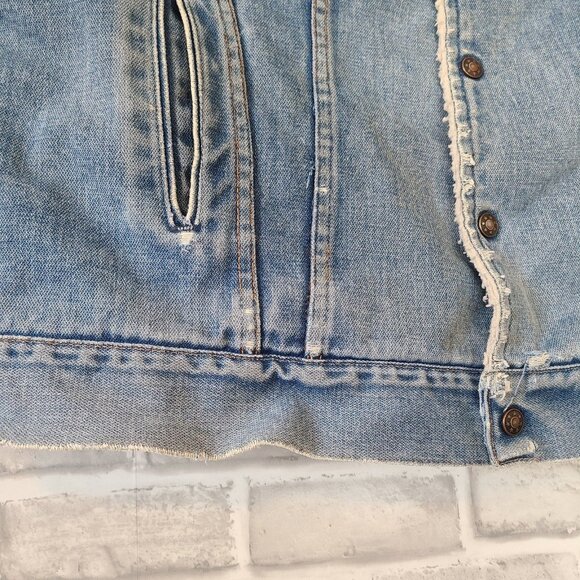 Vintage DeFossi Denim Vest Jean Sherpa Lined Men’s XL Distressed Workwear Grunge - Picture 6 of 7